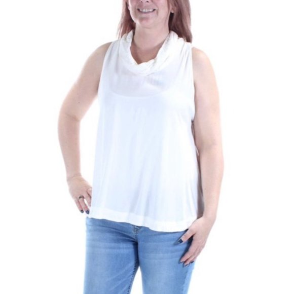 FREE PEOPLE Womens Ivory Cowl Neck Sleeveless Casual Top L - Picture 5 of 15